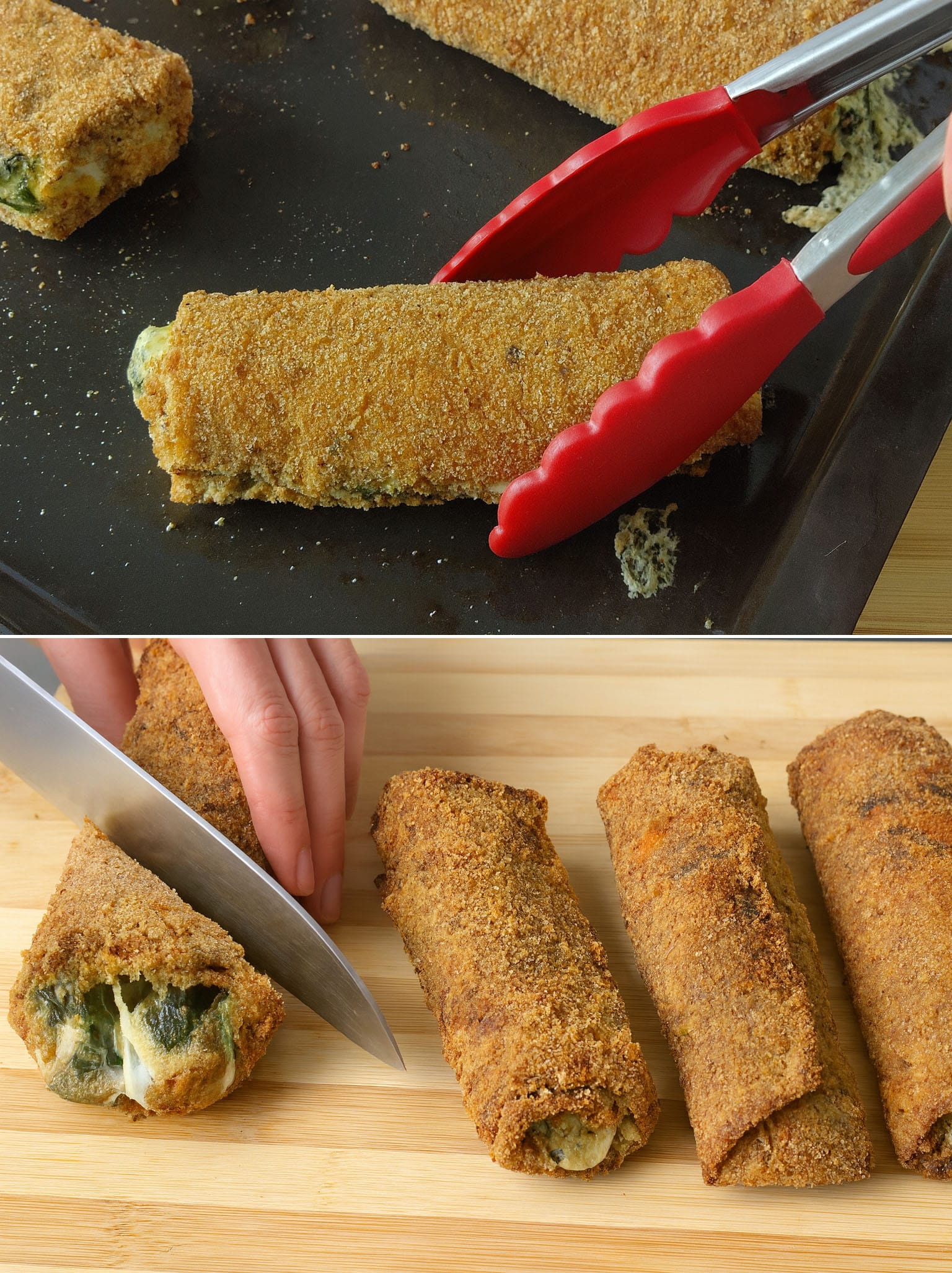 Paistettu Sämpylä Kesäkurpitsalla Ja Pinaatilla